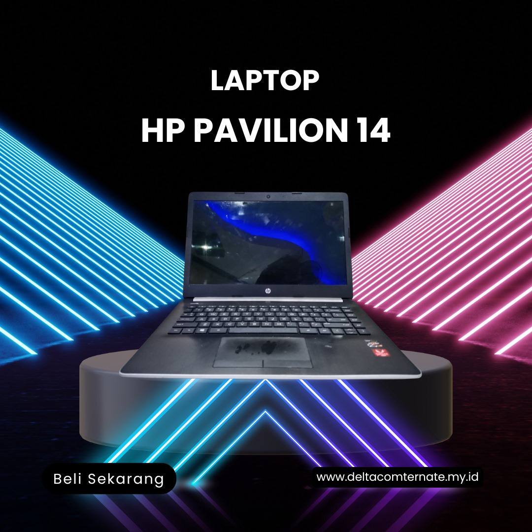 HP PAVILION INTEL AMD RYZEN 3, RAM 4 GB HDD 320 GB DISPLAY 14 INC MULUS LAPTOP TYPE BARU BODY SLIM