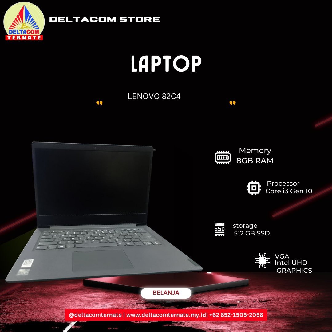 LENOVO SLIM INTEL CORE i3 GEN 10 RAM 8 GB SSD 512 GB ANTI LEMOT DISPLAY 14 INC MULUS BODY SLIM,