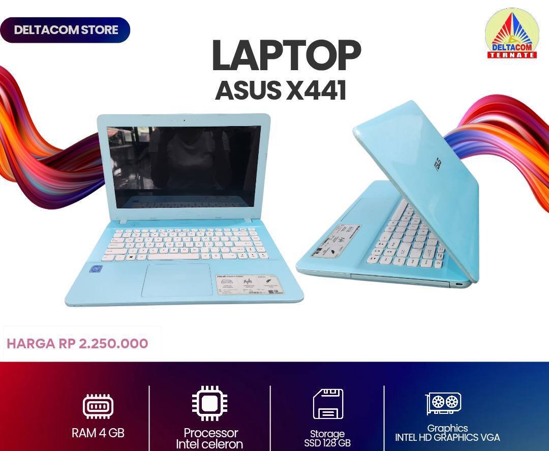 ASUS X441 INTEL CELERON RAM 4 GB SSD 128 GB ANTI LEMOT DISPLAY 14 INC MULUS TYPE BARU BODY SLIM