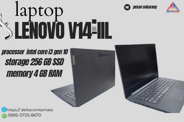 LENOVO V14-IIL TYPE BARU BODY SLIM, PROSESOR INTEL CORE i3 GEN 10 RAM 4 GB SSD 256 GB DISPLAY 14 INC MULUS