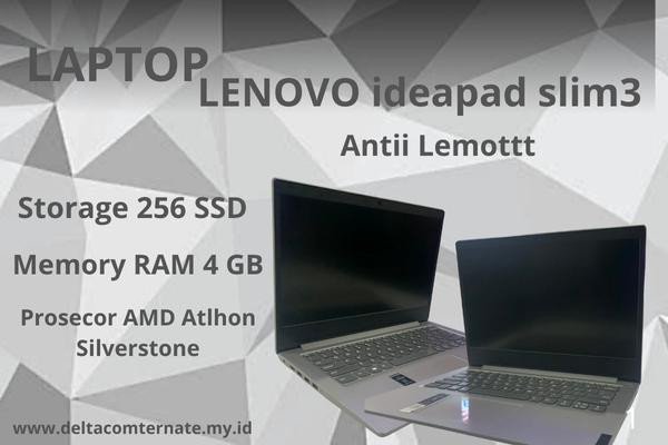 LENOVO IDEAPAD SLIM 3 TYPE BARU BODY SLIM, PROSESOR AMD ATLHON SILVERSTONE RAM 4 GB SSD 256 GB DISPLAY 14 INC MULUS