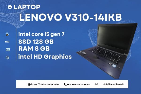 LENOVO V310-14IKB TYPE BARU BODY SLIM, PROSESOR INTEL CORE i5 GEN 7 RAM 8 GB SSD 128 DISPLAY 14 INC MULUS