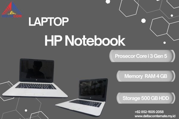 HP NOTEBOOK 14 TYPE BARU BODY SLIM, PROSESOR CORE i3 GEN 5 RAM 4 GB HDD 500 GB DISPLAY 14 INC MULUS